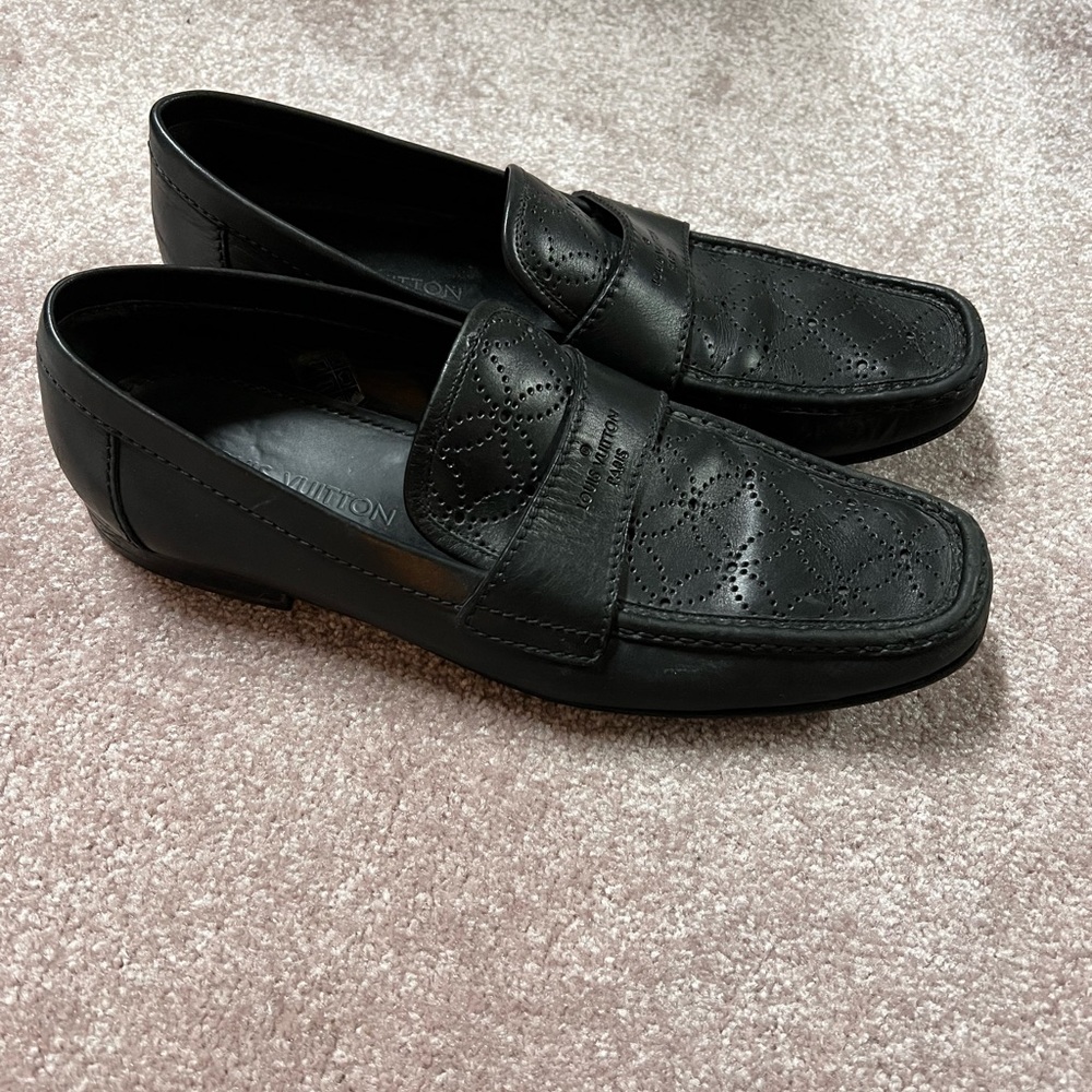 Black leather Louis Vuitton shoes